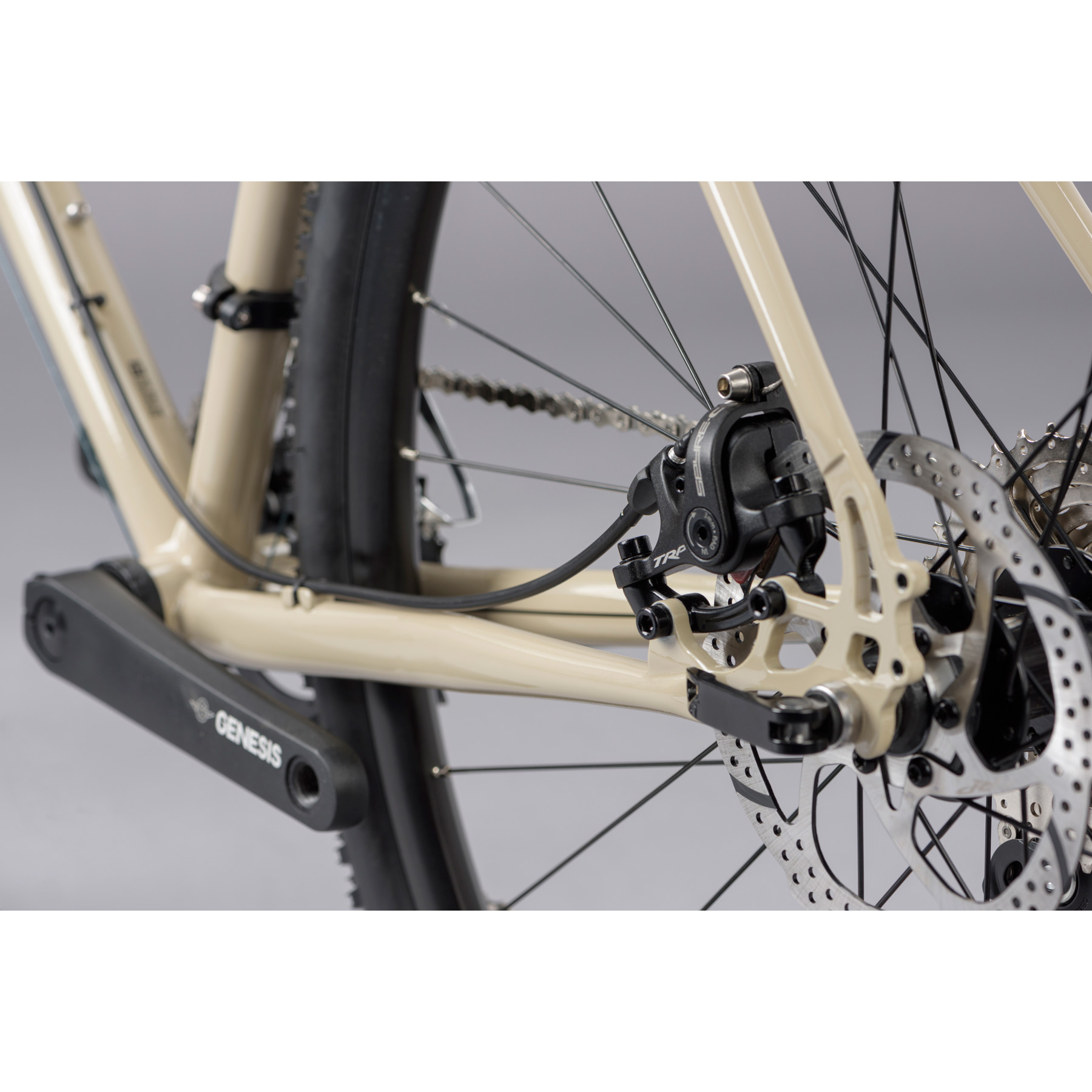 Genesis Croix De Fer 10 Road Gravel Bike – Sand / Beige | All-Terrain Adventure & Commuter Bicycle 10 Mechanical disc brake setup on Genesis Croix De Fer 10