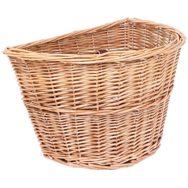 D-Shaped Wicker Basket with Leather Straps - Stylish & Durable