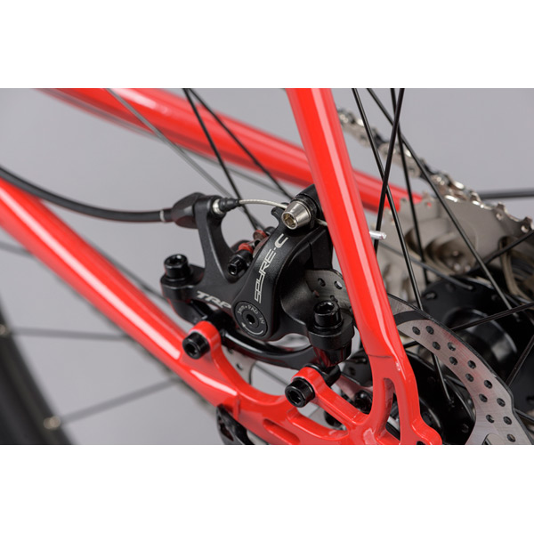 Croix De Fer 20 Red Adventure Gravel Bike – Reynolds 725 Frame, Shimano GRX 12 Mechanical disc brake calipers on Croix De Fer 20 Red