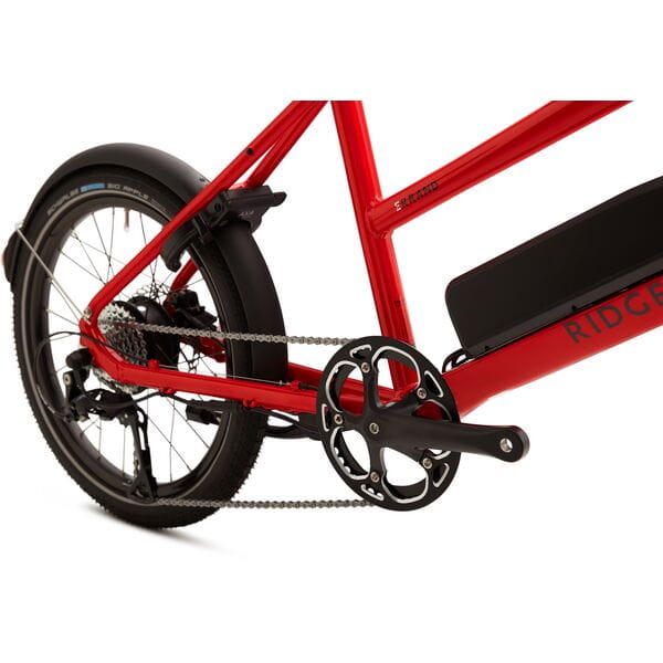 Errand Red 2024 – 20" Urban Utility Electric Bike – Promovec Hub Drive – Front Rack – Red 5 Red paddle structure side view