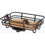 Retro Bike Basket – 8 Litre, Bamboo Base, Black, Adjustable Buckles & AVS Mounting 2 Retro Bike Basket Black Adjustable Buckles Close-Up