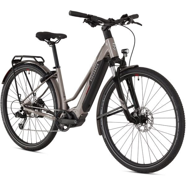 Ridgeback Advance 1W Electric Bike | Shimano STEPS E5000 | 75 Miles Range 4 Front view showing integrated lights and suspension fork