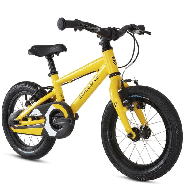 Ridgeback Dimension 14 Kids Bike - Lightweight & Versatile for Ages 3-4 12 Ridgeback Dimension 14 Yellow Kids Bike Front Angle