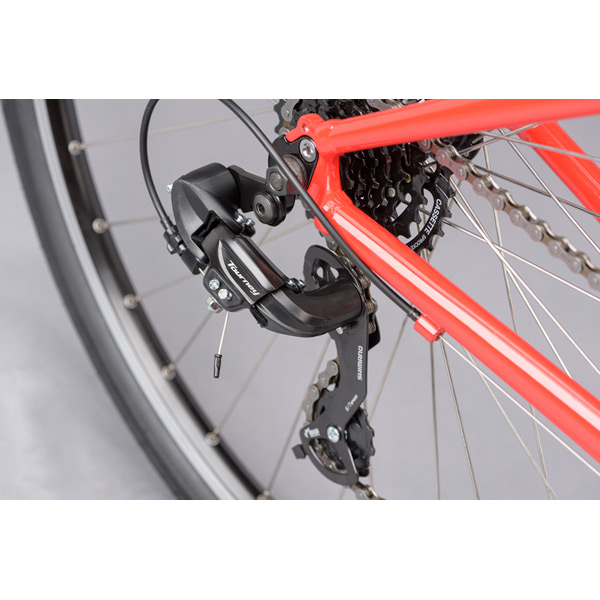 Ridgeback Motion Large Red Hybrid Bike – 21 Gears, Aluminium Frame, Comfort Saddle 10 Rear Derailleur of Ridgeback Motion Large Red Hybrid Bike