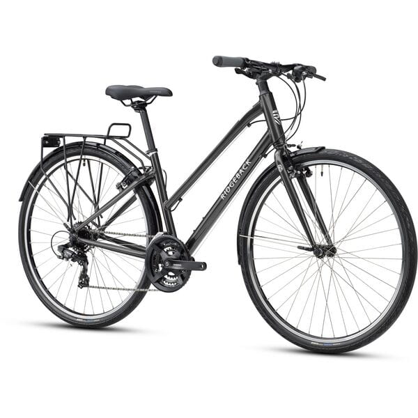 Ridgeback Speed Open Frame Large Grey Utility Bike – All-Weather Hybrid for City & Commute 5 Ridgeback Speed Open Frame Utility Bike Grey Front View
