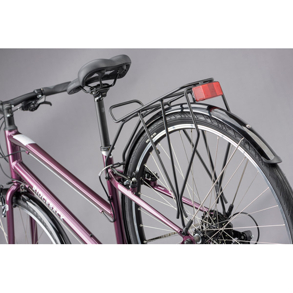 Ridgeback Speed Open Frame Large Grey Utility Bike – All-Weather Hybrid for City & Commute 14 Ridgeback Speed Open Frame Utility Bike Purple Rear View