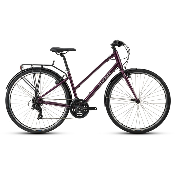 Ridgeback Speed Open Frame Large Grey Utility Bike – All-Weather Hybrid for City & Commute 6 Ridgeback Speed Open Frame Utility Bike Purple Side View