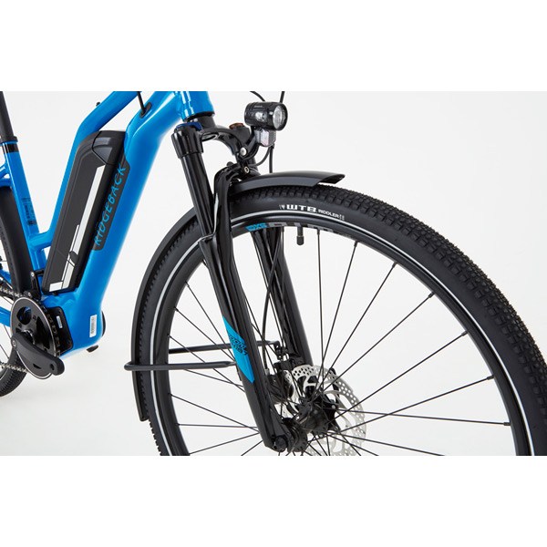 Arcus 2 Open Frame E-Bike – Blue | 250W Motor, 55km Range, All-Terrain Comfort 12 Silver Electric Cargo Bike Loaded with Fork