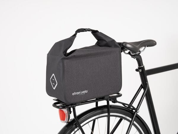 TRAVEL Waterproof AVS Top Bag 10.5L – Bike Bag with Reflective Badge & Light Holder 5 TRAVEL AVS Top Bag 10.5L black mounted on rear AVS rack