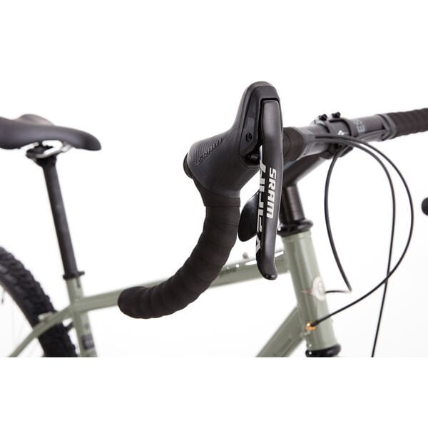 Vagabond Large Monstercross Bike – Ultimate Off-Road & Road Hybrid with Reynolds 725 Steel Frame & SRAM Apex 1X 6 Drop handlebars with bar tape on Vagabond Large Grey Monstercross Bike