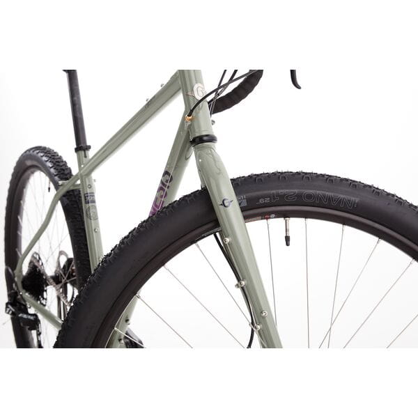 Vagabond Large Monstercross Bike – Ultimate Off-Road & Road Hybrid with Reynolds 725 Steel Frame & SRAM Apex 1X 9 29-inch wheels with gravel tires on Vagabond Large Grey Monstercross Bike