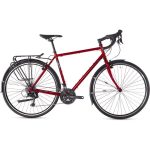 Voyage Red Touring Bike – Reynolds 520 Frame, 27-Speed Shimano, Full Mudguards & Rear Rack 2 Side view of Voyage Red Touring Bike with rear rack and mudguards
